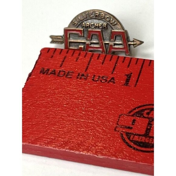 VTG Bronzetone CAA Camp Archery Association Silverbow Archer Award Pin PINBACK - Picture 2 of 3